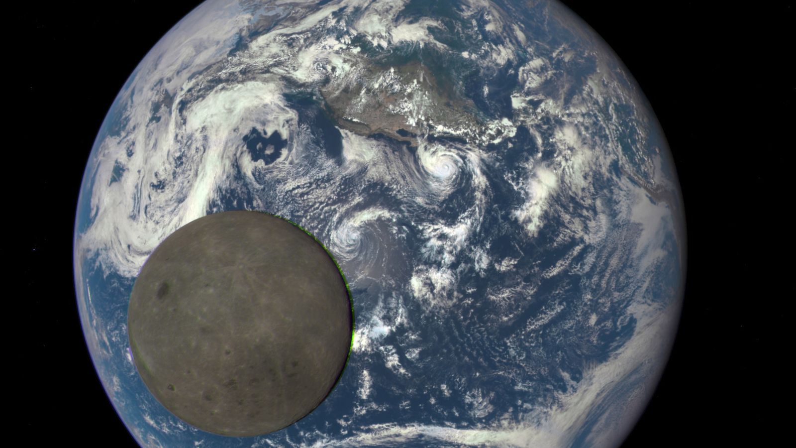 NASA | Uzaydan Haberler'nın DSCO Uydusu ile çektiği, Ay'ın arka yüzünü ve Dünya'yı gösteren fotoğraf. (Görsel: NASA DSCO)