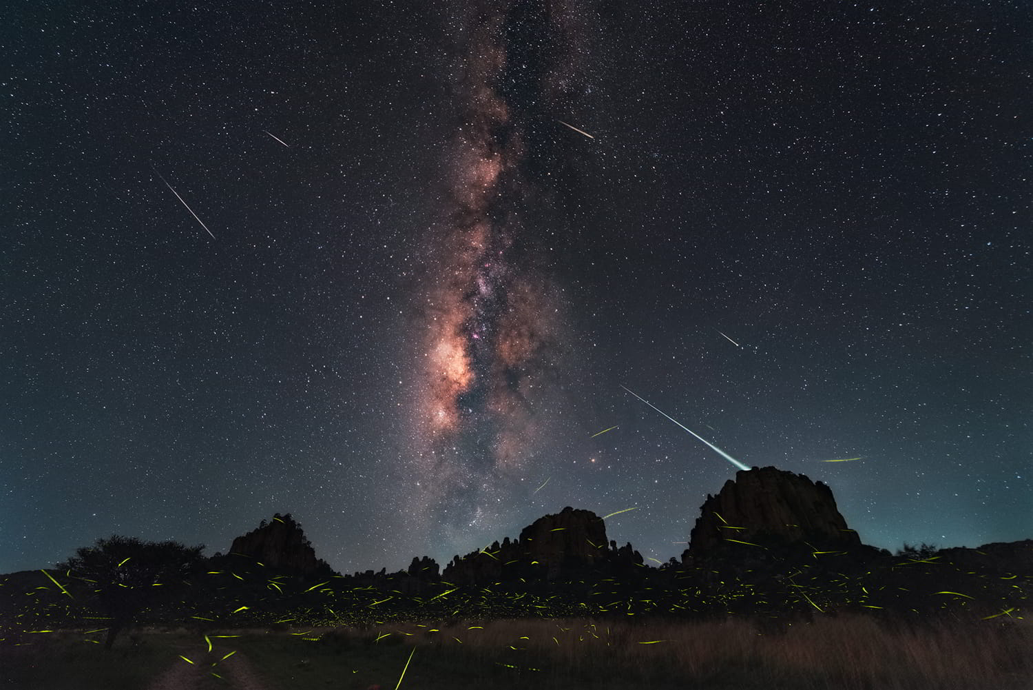 Günün Astronomi Görseli 2 Ağustos 2025 | Uzaydan Haberler Ateşböcekleri, Meteorlar ve Samanyolu | Uzaydan Haberler