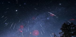 Karla Kaplı Dağların Üzerinde İkizler Meteorları Karla Kaplı Dağların Üzerinde İkizler Meteorları