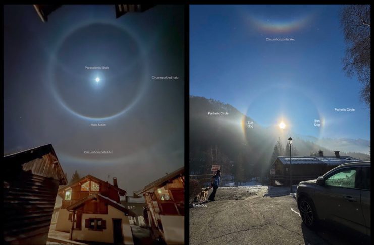 Ay Işığı ve Güneş Işığıyla Oluşan Buz Haleleri Ay Işığı ve Güneş Işığıyla Oluşan Buz Haleleri